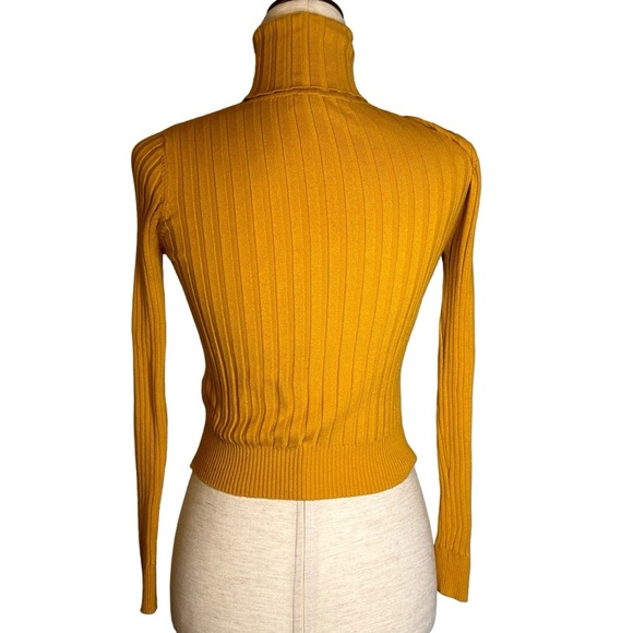 Zara Mustard Yellow‎ Cropped Ribbed Knit Turtleneck Sweater 3471/104/306 Small - Picture 6 of 12